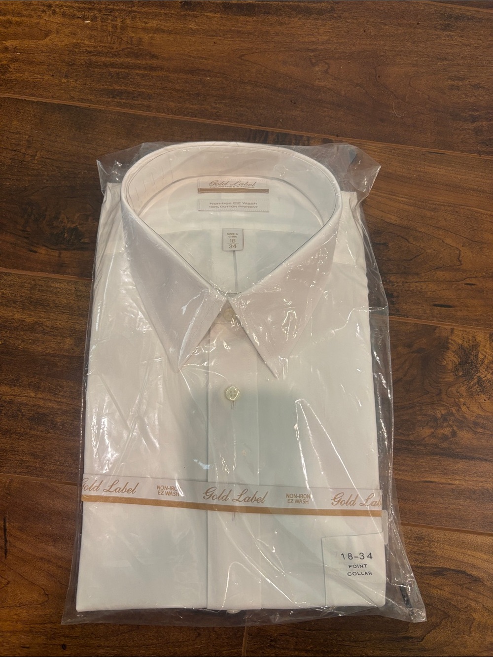 Gold Label Men's White Point-Collar Dress Shirt